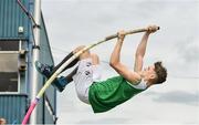 1 June 2019; Adam Nolan of Scoil Chonglais, Co. Wicklow, competing in the Junior Boys Pole Vault event during the Irish Life Health All-Ireland Schools Track and Field Championships in Tullamore, Co Offaly. Photo by Sam Barnes/Sportsfile