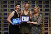 31 May 2019; The 2019 Teams of the Lidl Ladies National Football League awards were presented at Croke Park on Friday, May 31. The best players from the four divisions in the Lidl National Football Leagues were selected by the LGFA’s All Star committee. Aishling Moloney of Tipperary is pictured receiving her Division 1 award from Marie Hickey, Ladies Gaelic Football Association President, and Sian Gray, Head of Marketing, Lidl Ireland. Photo by David Fitzgerald/Sportsfile