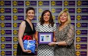 31 May 2019; The 2019 Teams of the Lidl Ladies National Football League awards were presented at Croke Park on Friday, May 31. The best players from the four divisions in the Lidl National Football Leagues were selected by the LGFA’s All Star committee. Cathy Mee of Limerick is pictured receiving her Division 4 award from Marie Hickey, Ladies Gaelic Football Association President, and Sian Gray, Head of Marketing, Lidl Ireland. Photo by David Fitzgerald/Sportsfile