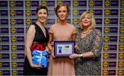 31 May 2019; The 2019 Teams of the Lidl Ladies National Football League awards were presented at Croke Park on Friday, May 31. The best players from the four divisions in the Lidl National Football Leagues were selected by the LGFA’s All Star committee. Orla Corr of Antrim is pictured receiving her Division 4 award from Marie Hickey, Ladies Gaelic Football Association President, and Sian Gray, Head of Marketing, Lidl Ireland. Photo by David Fitzgerald/Sportsfile