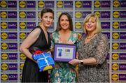 31 May 2019; The 2019 Teams of the Lidl Ladies National Football League awards were presented at Croke Park on Friday, May 31. The best players from the four divisions in the Lidl National Football Leagues were selected by the LGFA’s All Star committee. Shauna Kelly of Cork is pictured receiving her Division 1 award from Marie Hickey, Ladies Gaelic Football Association President, and Sian Gray, Head of Marketing, Lidl Ireland. Photo by David Fitzgerald/Sportsfile