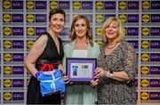 31 May 2019; The 2019 Teams of the Lidl Ladies National Football League awards were presented at Croke Park on Friday, May 31. The best players from the four divisions in the Lidl National Football Leagues were selected by the LGFA’s All Star committee. Sinéad Burke of Galway is pictured receiving her Division 1 award from Marie Hickey, Ladies Gaelic Football Association President, and Sian Gray, Head of Marketing, Lidl Ireland. Photo by David Fitzgerald/Sportsfile