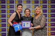 31 May 2019; The 2019 Teams of the Lidl Ladies National Football League awards were presented at Croke Park on Friday, May 31. The best players from the four divisions in the Lidl National Football Leagues were selected by the LGFA’s All Star committee. Melissa Duggan of Cork is pictured receiving her Division 1 award from Marie Hickey, Ladies Gaelic Football Association President, and Sian Gray, Head of Marketing, Lidl Ireland. Photo by David Fitzgerald/Sportsfile