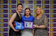 31 May 2019; The 2019 Teams of the Lidl Ladies National Football League awards were presented at Croke Park on Friday, May 31. The best players from the four divisions in the Lidl National Football Leagues were selected by the LGFA’s All Star committee. Aileen Wall of Waterford is pictured receiving her Division 2 award from Marie Hickey, Ladies Gaelic Football Association President, and Sian Gray, Head of Marketing, Lidl Ireland. Photo by David Fitzgerald/Sportsfile