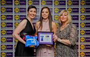 31 May 2019; The 2019 Teams of the Lidl Ladies National Football League awards were presented at Croke Park on Friday, May 31. The best players from the four divisions in the Lidl National Football Leagues were selected by the LGFA’s All Star committee. Niamh O'Dea of Clare is pictured receiving her Division 2 award from Marie Hickey, Ladies Gaelic Football Association President, and Sian Gray, Head of Marketing, Lidl Ireland. Photo by David Fitzgerald/Sportsfile