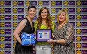 31 May 2019; The 2019 Teams of the Lidl Ladies National Football League awards were presented at Croke Park on Friday, May 31. The best players from the four divisions in the Lidl National Football Leagues were selected by the LGFA’s All Star committee. Roísín Tobin of Waterford is pictured receiving her Division 2 award from Marie Hickey, Ladies Gaelic Football Association President, and Sian Gray, Head of Marketing, Lidl Ireland. Photo by David Fitzgerald/Sportsfile