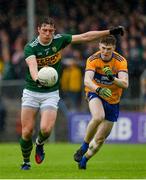 1 June 2019; David Moran of Kerry in action against Sean O'Donoghue of Clare during the Munster GAA Football Senior Championship semi-final match between Clare and Kerry at Cusack Park in Ennis, Co Clare. Photo by Diarmuid Greene/Sportsfile