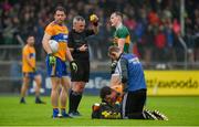 1 June 2019; Mark Griffin of Kerry is shown a second yellow card, and a subsequent red card by referee James Molloy during the Munster GAA Football Senior Championship semi-final match between Clare and Kerry at Cusack Park in Ennis, Co Clare. Photo by Diarmuid Greene/Sportsfile