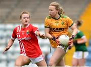 1 June 2019; Laura Fitzgerald of Kerry in action against Lisa Crowley of Cork during the TG4 Munster Ladies Football Senior Championship match between Cork and Kerry at Páirc Ui Rinn in Cork. Photo by Matt Browne/Sportsfile