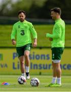 2 June 2019; Greg Cunningham, left, and Scott Hogan during a Republic of Ireland Training Session at the FAI National Training Centre in Abbotstown, Dublin. Photo by Harry Murphy/Sportsfile
