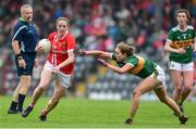 1 June 2019; Doireann O'Sullivan of Cork  in action against Anna O'Reilly of Kerry during the TG4 Munster Ladies Football Senior Championship match between Cork and Kerry at Páirc Ui Rinn in Cork. Photo by Matt Browne/Sportsfile