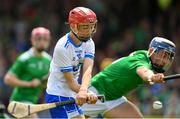 2 June 2019; Jake Foley of Waterford in action against Ethan Hurley of Limerick during the Electric Ireland Munster Minor Hurling Championship Round 3 match between Waterford and Limerick at Walsh Park in Waterford. Photo by Ramsey Cardy/Sportsfile
