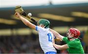2 June 2019; Johnny Burke of Waterford in action against Michael Keane of Limerick during the Electric Ireland Munster Minor Hurling Championship Round 3 match between Waterford and Limerick at Walsh Park in Waterford. Photo by Ramsey Cardy/Sportsfile