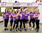 2 June 2019; Pictured are the VHI Ambassadors, from left, Aoibhín Garrihy, Clare Garrihy, Georgie Crawford, Ailbhe Garrihy, Doireann Garrihy, Pamela Joyce, Nicole Owens and Leanne Moore prior to the 2019 Vhi Women’s Mini Marathon. 30,000 women from all over the country took to the streets of Dublin to run, walk and jog the 10km route, raising much needed funds for hundreds of charities around the country. www.vhiwomensminimarathon.ie. Photo by Sam Barnes/Sportsfile