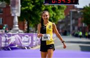 2 June 2019; Aoibhe Richardson from Kilkenny City Harriers celebrates winning the 2019 Vhi Women’s Mini Marathon. 30,000 women from all over the country took to the streets of Dublin to run, walk and jog the 10km route, raising much needed funds for hundreds of charities around the country. www.vhiwomensminimarathon.ie. Photo by Sam Barnes/Sportsfile