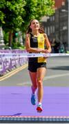 2 June 2019; Aoibhe Richardson from Kilkenny City Harriers crosses the finish line, winning the 2019 Vhi Women’s Mini Marathon. 30,000 women from all over the country took to the streets of Dublin to run, walk and jog the 10km route, raising much needed funds for hundreds of charities around the country. www.vhiwomensminimarathon.ie. Photo by Sam Barnes/Sportsfile