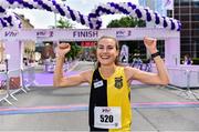 2 June 2019; Aoibhe Richardson from Kilkenny City Harriers celebrates winning the 2019 Vhi Women’s Mini Marathon. 30,000 women from all over the country took to the streets of Dublin to run, walk and jog the 10km route, raising much needed funds for hundreds of charities around the country. www.vhiwomensminimarathon.ie. Photo by Sam Barnes/Sportsfile