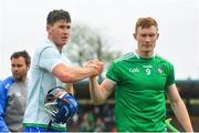 2 June 2019; Conor Prunty of Waterford shakes hands with William O'Donoghue of Limerick following the Munster GAA Hurling Senior Championship Round 3 match between Waterford and Limerick at Walsh Park in Waterford. Photo by Ramsey Cardy/Sportsfile