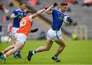 2 June 2019; Conor Madden of Cavan in action against Aidan Nugent of Armagh during the Ulster GAA Football Senior Championship Semi-Final match between Cavan and Armagh at St Tiernach's Park in Clones, Monaghan. Photo by Oliver McVeigh/Sportsfile