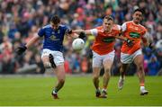 2 June 2019; Niall Murray of Cavan in action against Mark Shields of Armagh during the Ulster GAA Football Senior Championship Semi-Final match between Cavan and Armagh at St Tiernach's Park in Clones, Monaghan. Photo by Oliver McVeigh/Sportsfile