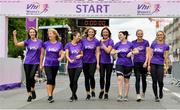 2 June 2019;  VHI Ambassadors, from left, Aoibhín Garrihy, Clare Garrihy, Georgie Crawford, Ailbhe Garrihy, Doireann Garrihy, Pamela Joyce, Nicole Owens and Leanne Moore prior to the 2019 Vhi Women’s Mini Marathon. 30,000 women from all over the country took to the streets of Dublin to run, walk and jog the 10km route, raising much needed funds for hundreds of charities around the country. www.vhiwomensminimarathon.ie.  Photo by Sam Barnes/Sportsfile