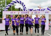 2 June 2019;  VHI Ambassadors, from left, Aoibhín Garrihy, Clare Garrihy, Georgie Crawford, Ailbhe Garrihy, Doireann Garrihy, Pamela Joyce, Nicole Owens and Leanne Moore prior to the 2019 Vhi Women’s Mini Marathon. 30,000 women from all over the country took to the streets of Dublin to run, walk and jog the 10km route, raising much needed funds for hundreds of charities around the country. www.vhiwomensminimarathon.ie.  Photo by Sam Barnes/Sportsfile