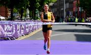 2 June 2019;  Aoibhe Richardson of Kilkenny City Harriers, crosses the finish line to win the 2019 Vhi Women’s Mini Marathon. 30,000 women from all over the country took to the streets of Dublin to run, walk and jog the 10km route, raising much needed funds for hundreds of charities around the country. www.vhiwomensminimarathon.ie.  Photo by Sam Barnes/Sportsfile