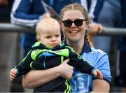 2 June 2019; Dublin supporter Eóghan Kelly Hanlon, 11 months, from Finglas, with mam Margaret during the Leinster GAA Hurling Senior Championship Round 3B match between Carlow and Dublin at Netwatch Cullen Park in Carlow. Photo by Ray McManus/Sportsfile