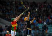 2 June 2019; Eamonn Dillon of Dublin in action against David English of Carlow during Leinster GAA Hurling Senior Championship Round 3B match between Carlow and Dublin at Netwatch Cullen Park in Carlow. Photo by Ray McManus/Sportsfile