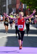 2 June 2019; Grainne Keenan celebrates finishing the 2019 Vhi Women’s Mini Marathon. 30,000 women from all over the country took to the streets of Dublin to run, walk and jog the 10km route, raising much needed funds for hundreds of charities around the country. www.vhiwomensminimarathon.ie.  Photo by Sam Barnes/Sportsfile