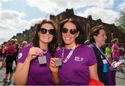 2 June 2019; Olivia Costello, left, Virginia, Cavan and Debbie Kelly from Oldcastle, Meath after participating in the 2019 Vhi Women’s Mini Marathon. 30,000 women from all over the country took to the streets of Dublin to run, walk and jog the 10km route, raising much needed funds for hundreds of charities around the country. www.vhiwomensminimarathon.ie.  Photo by Eóin Noonan/Sportsfile