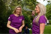 2 June 2019; Ewillina Blazke, right, with, Joana Dawice from Swords, Dublin using the dry shampoo provided outside the refresher rooms in the relaxation area following the 2019 Vhi Women’s Mini Marathon. 30,000 women from all over the country took to the streets of Dublin to run, walk and jog the 10km route, raising much needed funds for hundreds of charities around the country. For further information please log on to www.vhiwomensminimarathon.ie. Photo by Eóin Noonan/Sportsfile