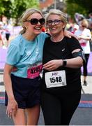 2 June 2019; Participants celebrate finishing the 2019 Vhi Women’s Mini Marathon. 30,000 women from all over the country took to the streets of Dublin to run, walk and jog the 10km route, raising much needed funds for hundreds of charities around the country. www.vhiwomensminimarathon.ie.  Photo by Sam Barnes/Sportsfile