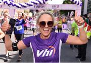 2 June 2019; Vhi Ambassador Leanne Moore celebrates after finishing the 2019 Vhi Women’s Mini Marathon. 30,000 women from all over the country took to the streets of Dublin to run, walk and jog the 10km route, raising much needed funds for hundreds of charities around the country. www.vhiwomensminimarathon.ie.  Photo by Sam Barnes/Sportsfile