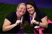 2 June 2019; Theresa Hanlon and Sinead Hutchinson from Blanchardstown, Co. Dublin, with their medals in the Vhi Relax Arena after the 2019 Vhi Women’s Mini Marathon. 30,000 women from all over the country took to the streets of Dublin to run, walk and jog the 10km route, raising much needed funds for hundreds of charities around the country. For further information please log on to www.vhiwomensminimarathon.ie Photo by Harry Murphy/Sportsfile