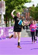 2 June 2019; Aishling Marmion from Greystones, Co. Wicklow, celebrates finishing the 2019 Vhi Women’s Mini Marathon. 30,000 women from all over the country took to the streets of Dublin to run, walk and jog the 10km route, raising much needed funds for hundreds of charities around the country. www.vhiwomensminimarathon.ie.  Photo by Sam Barnes/Sportsfile