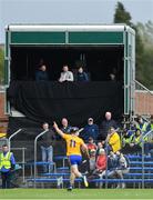 2 June 2019; RTÉ Sunday Game analysts Jackie Tyrell, left, and Ken McGrath and and presenter Joanne Cantwell look on during the Munster GAA Hurling Senior Championship Round 3 match between Clare and Tipperary at Cusack Park in Ennis, Co Clare. Photo by Piaras Ó Mídheach/Sportsfile