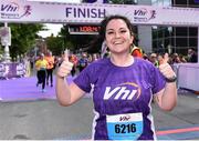 2 June 2019; Vhi Ambassador Pamela Joyce celebrates after finishing the 2019 Vhi Women’s Mini Marathon. 30,000 women from all over the country took to the streets of Dublin to run, walk and jog the 10km route, raising much needed funds for hundreds of charities around the country. www.vhiwomensminimarathon.ie.  Photo by Sam Barnes/Sportsfile