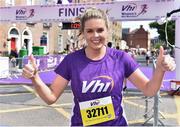 2 June 2019; Vhi Ambassador Ailbhe Garrihy celebrates after finishing the 2019 Vhi Women’s Mini Marathon. 30,000 women from all over the country took to the streets of Dublin to run, walk and jog the 10km route, raising much needed funds for hundreds of charities around the country. www.vhiwomensminimarathon.ie.  Photo by Sam Barnes/Sportsfile