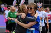 2 June 2019;  Participants after finishing the 2019 Vhi Women’s Mini Marathon. 30,000 women from all over the country took to the streets of Dublin to run, walk and jog the 10km route, raising much needed funds for hundreds of charities around the country. www.vhiwomensminimarathon.ie.  Photo by Sam Barnes/Sportsfile
