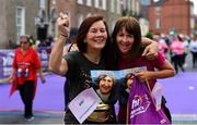 2 June 2019; Participants celebrate after finishing the 2019 Vhi Women’s Mini Marathon. 30,000 women from all over the country took to the streets of Dublin to run, walk and jog the 10km route, raising much needed funds for hundreds of charities around the country. www.vhiwomensminimarathon.ie.  Photo by Sam Barnes/Sportsfile