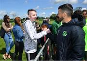 3 June 2019; Dylan Lynch, age 16, from Rathnew, Co Wicklow meets Shane Long as part of the Share A Dream Foundation during a Republic of Ireland meet and greet at FAI National Training Centre in Abbotstown, Dublin. Photo by David Fitzgerald/Sportsfile