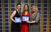 31 May 2019; The 2019 Teams of the Lidl Ladies National Football League awards were presented at Croke Park on Friday, May 31. The best players from the four divisions in the Lidl National Football Leagues were selected by the LGFA’s All Star committee. Michelle Farrell of Longford is pictured receiving her Division 3 award from Marie Hickey, Ladies Gaelic Football Association President, and Sian Gray, Head of Marketing, Lidl Ireland. Photo by David Fitzgerald/Sportsfile