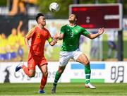 3 June 2019; Adam Idah of Ireland in action against Wei Wu captain of China during the 2019 Maurice Revello Toulon Tournament match between China and Republic of Ireland at Stade de Lattre de Tassigny in Aubagne, France. Photo by Alexandre Dimou/Sportsfile
