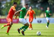 3 June 2019; Zach Elbouzedi of Ireland  in action against Cong Huang of China during the 2019 Maurice Revello Toulon Tournament match between China and Republic of Ireland at Stade de Lattre de Tassigny in Aubagne, France. Photo by Alexandre Dimou/Sportsfile