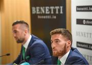 3 June 2019; Republic of Ireland's Matt Doherty during a press conference at the official launch of the new team suit for 2019 from sponsor Benetti Menswear at the Aviva Stadium in Dublin. Benetti are the official tailor to the FAI. For further information about Benetti log on to www.benetti.ie. Photo by Stephen McCarthy/Sportsfile