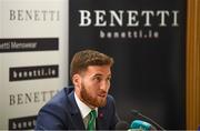 3 June 2019; Republic of Ireland's Matt Doherty during a press conference at the official launch of the new team suit for 2019 from sponsor Benetti Menswear at the Aviva Stadium in Dublin. Benetti are the official tailor to the FAI. For further information about Benetti log on to www.benetti.ie. Photo by Stephen McCarthy/Sportsfile