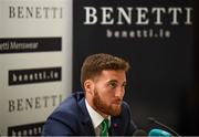 3 June 2019; Republic of Ireland's Matt Doherty during a press conference at the official launch of the new team suit for 2019 from sponsor Benetti Menswear at the Aviva Stadium in Dublin. Benetti are the official tailor to the FAI. For further information about Benetti log on to www.benetti.ie. Photo by Stephen McCarthy/Sportsfile