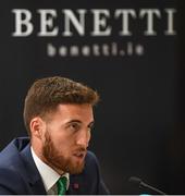 3 June 2019; Republic of Ireland's Matt Doherty during a press conference at the official launch of the new team suit for 2019 from sponsor Benetti Menswear at the Aviva Stadium in Dublin. Benetti are the official tailor to the FAI. For further information about Benetti log on to www.benetti.ie. Photo by Stephen McCarthy/Sportsfile