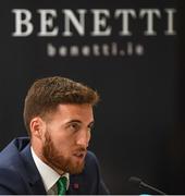 3 June 2019; Republic of Ireland's Matt Doherty during a press conference at the official launch of the new team suit for 2019 from sponsor Benetti Menswear at the Aviva Stadium in Dublin. Benetti are the official tailor to the FAI. For further information about Benetti log on to www.benetti.ie. Photo by Stephen McCarthy/Sportsfile